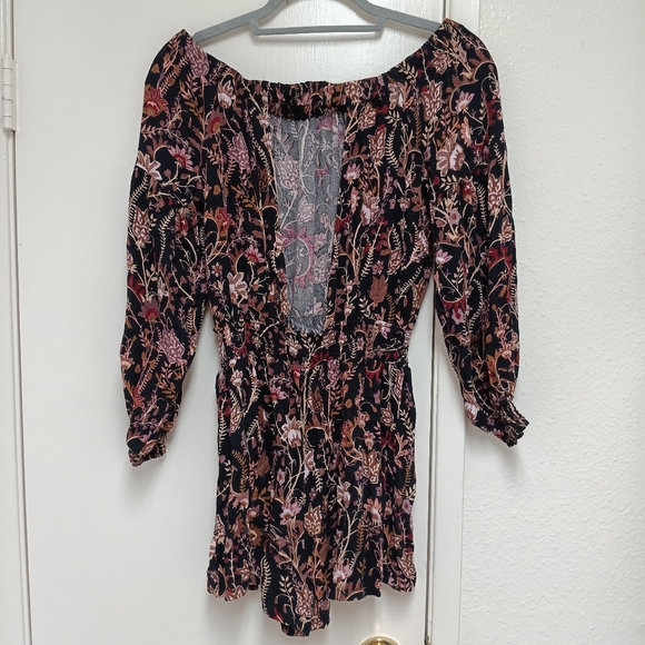 Free People Pretty and Free Black Floral Print Romper - Picture 4 of 6